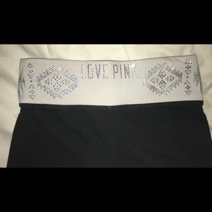 PINK Yoga Pants with White Band
